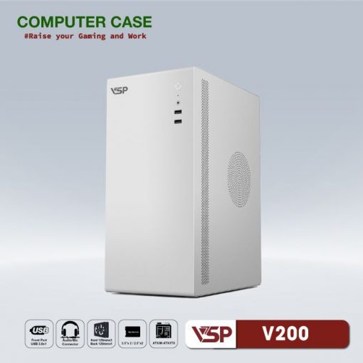 Case Máy Tính VSP V200 Trắng (mATX)
