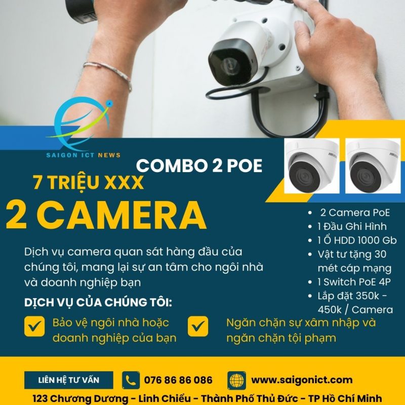 Combo 2 Camera An Ninh Hikvision 2MP PoE