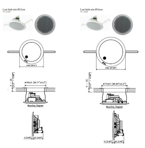 Loa âm trần TOA PC-658R 6W